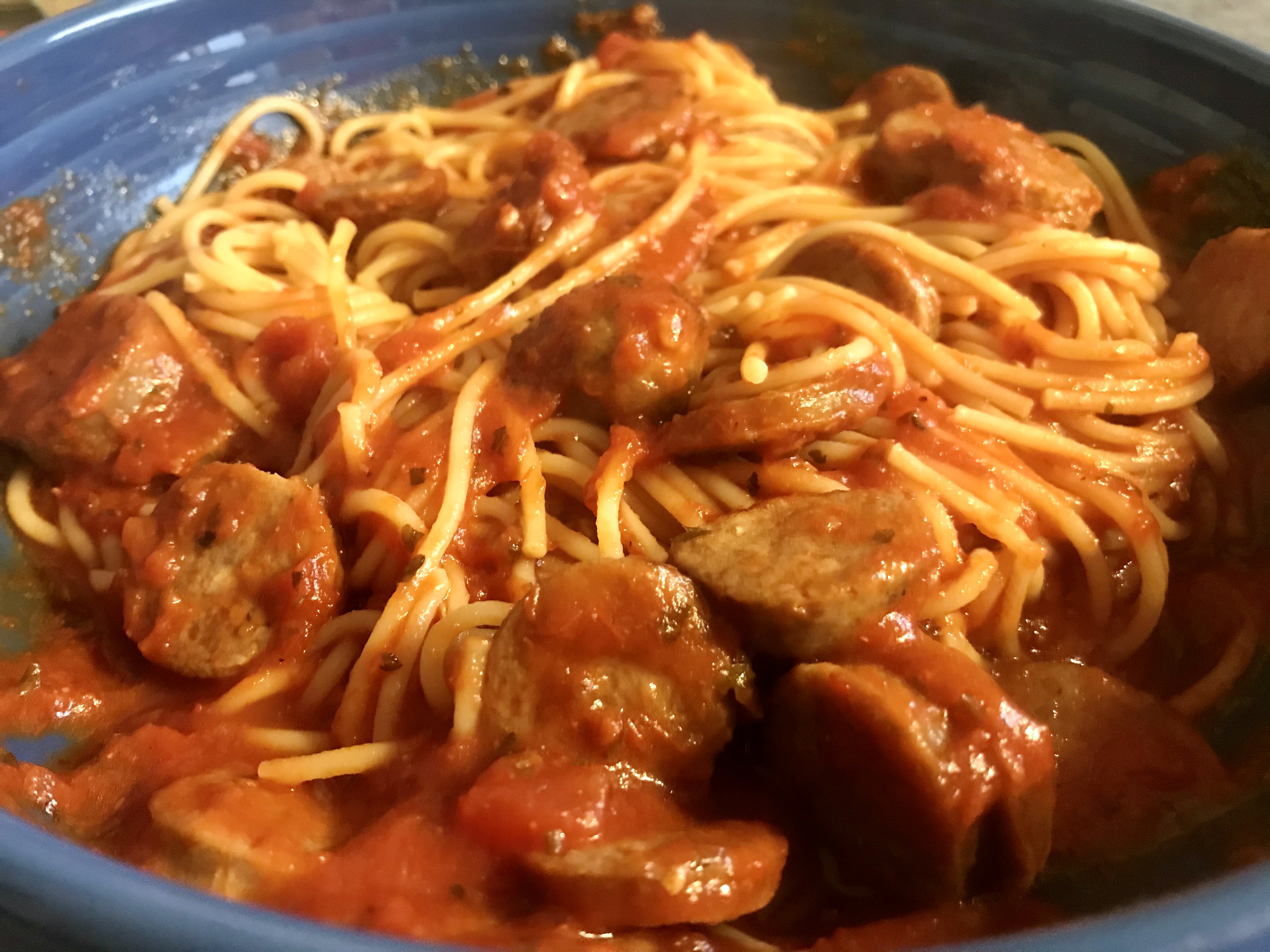 Lamb bratwurst pasta